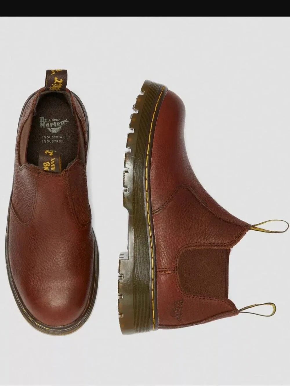 Like New Dr.Martens Rivet Steel Toe Chelsea Lug Sole Pull-On Work Boots